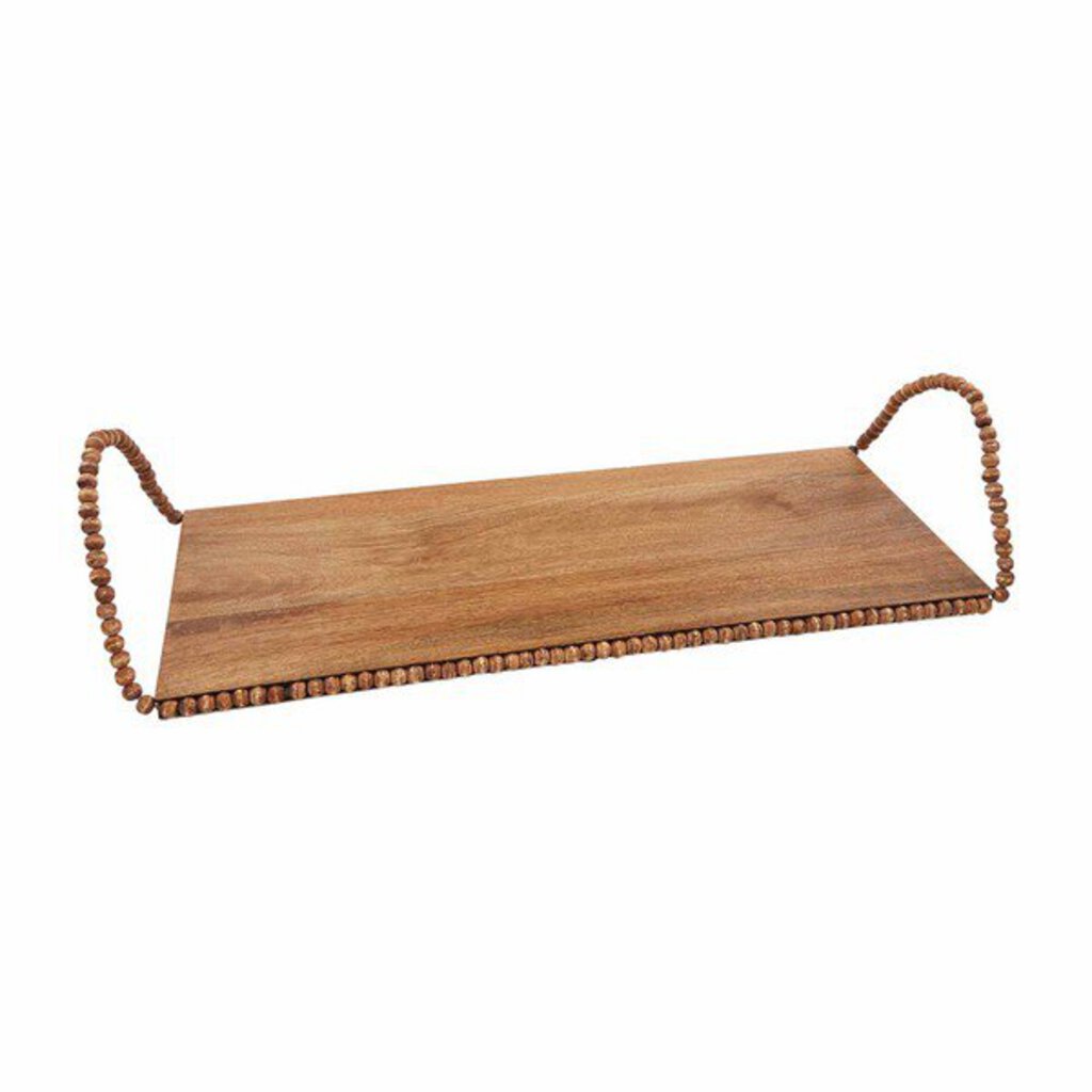 Small Beaded Wood Tray - Acosta's Home