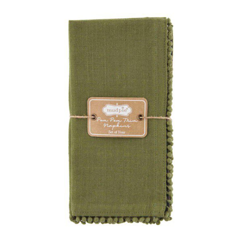 Sage Green Pom Trim Napkin