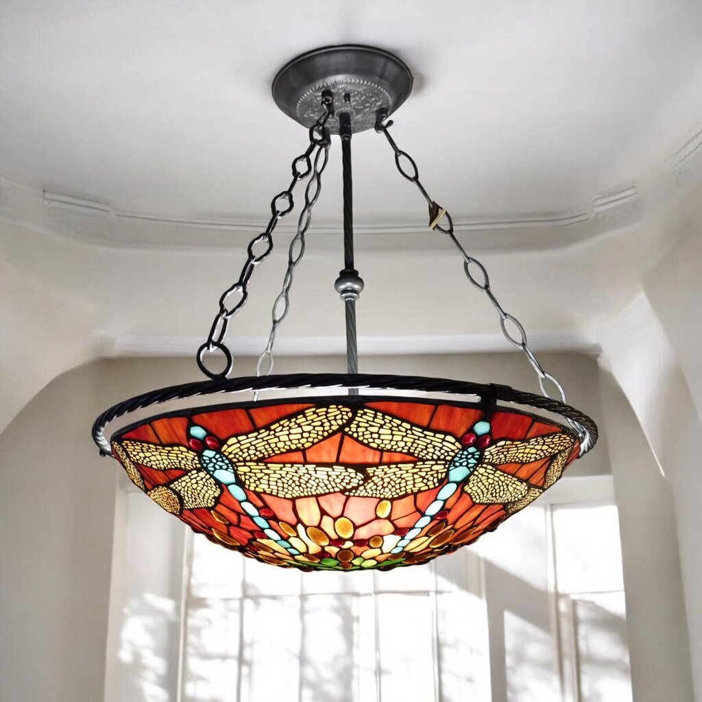 Tiffany-Style Dragonfly Stained Glass Pendant