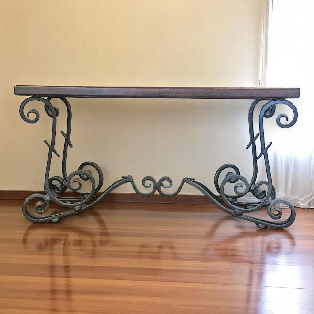 Orig Price $1000 - Wrought Iron and Wood Console Table