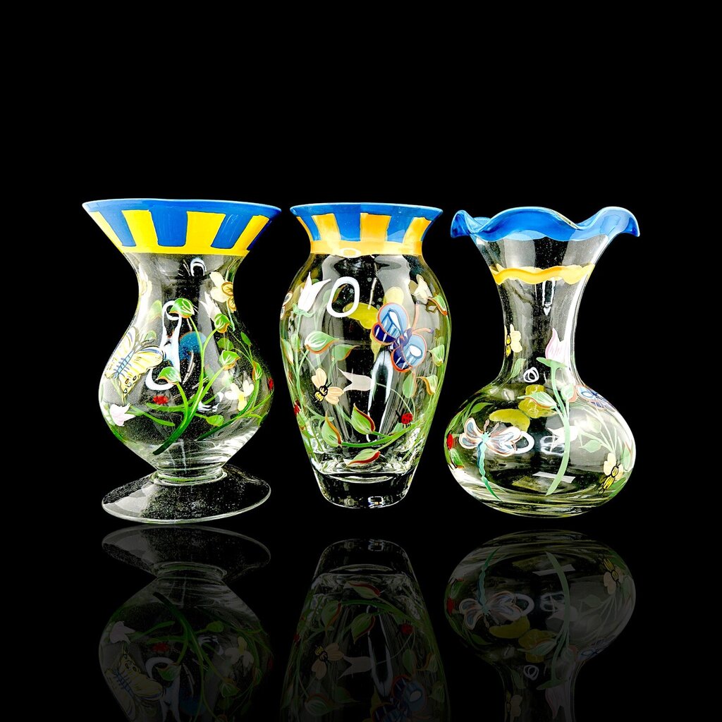 Set of 3 Painted Vases - Butterfly Meadow - Box