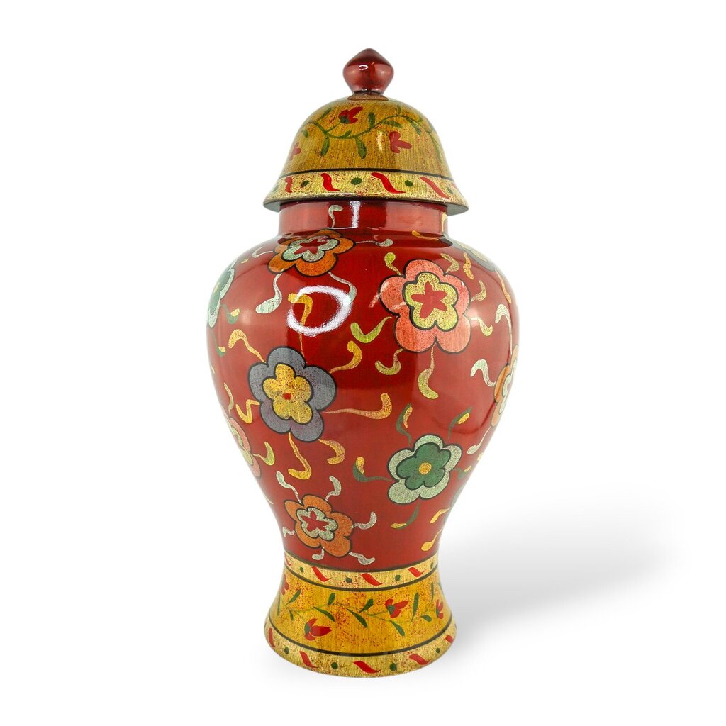 Painted Lidded Urn Vase