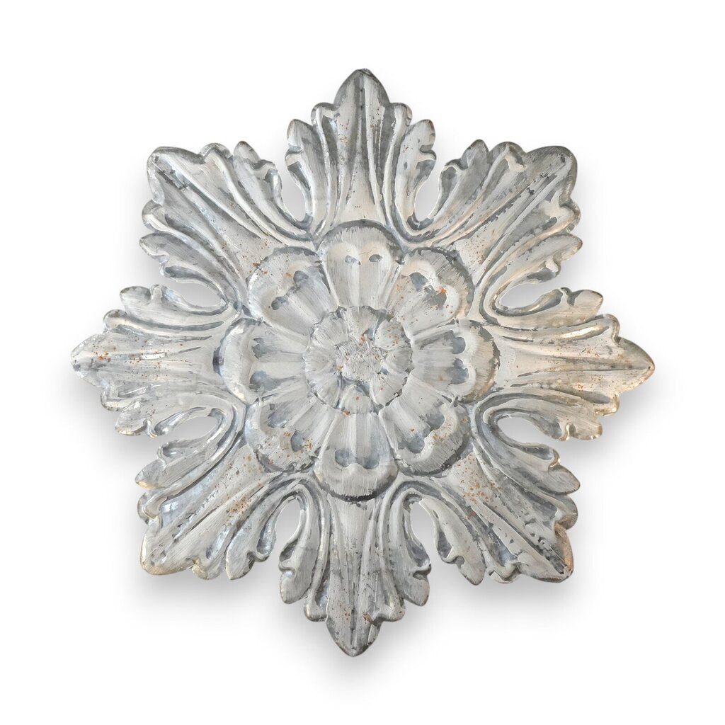 Whitewashed Metal Flower Wall Hanging