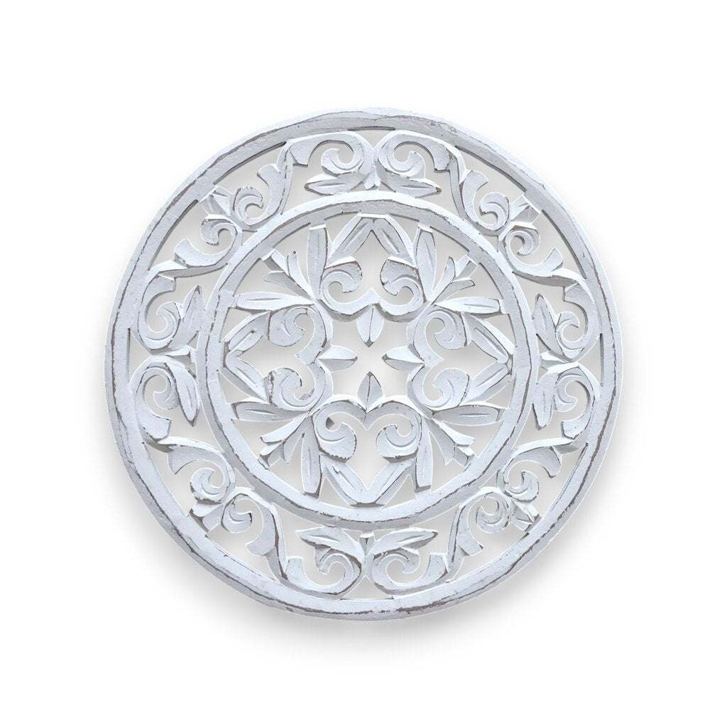 Wooden Medallion Mirror Circle