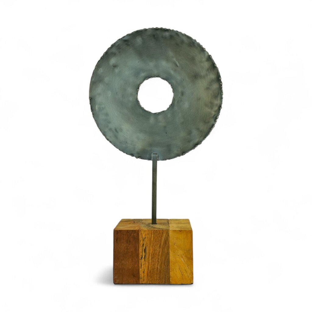 Metal Circle on Wooden Stand