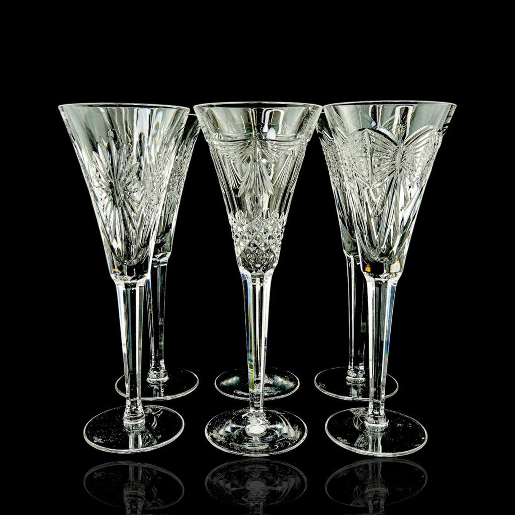 Set of 8 Crystal Y2K Toasting Flute Glasses