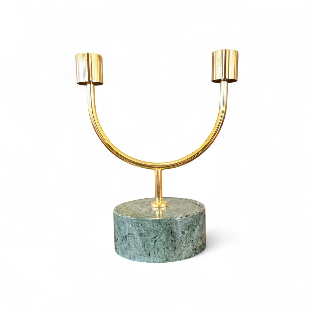 Short Metal and Marble Candlestick