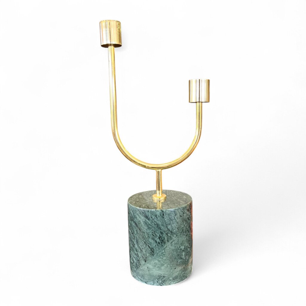 Tall Metal and Marble Candlestick