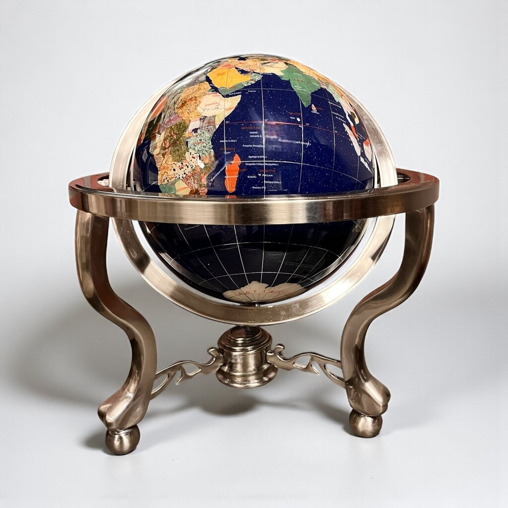Gemstone Inlaid Tabletop Globe