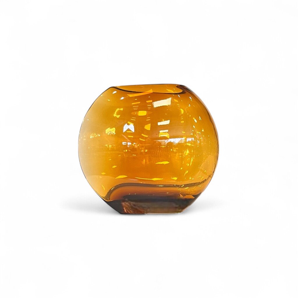 Large Vintage Round Teardrop Art Glass Vase