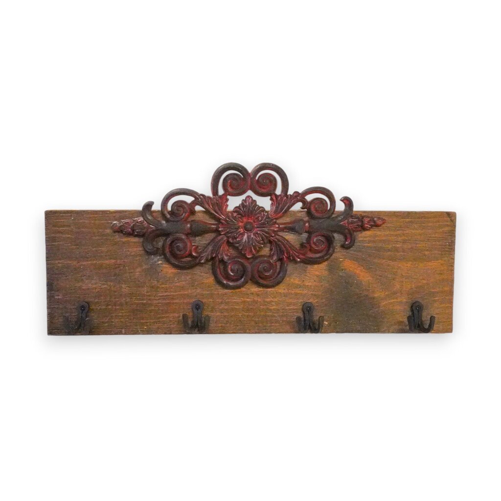 Scroll Accent Wooden 4 Wall Hooks
