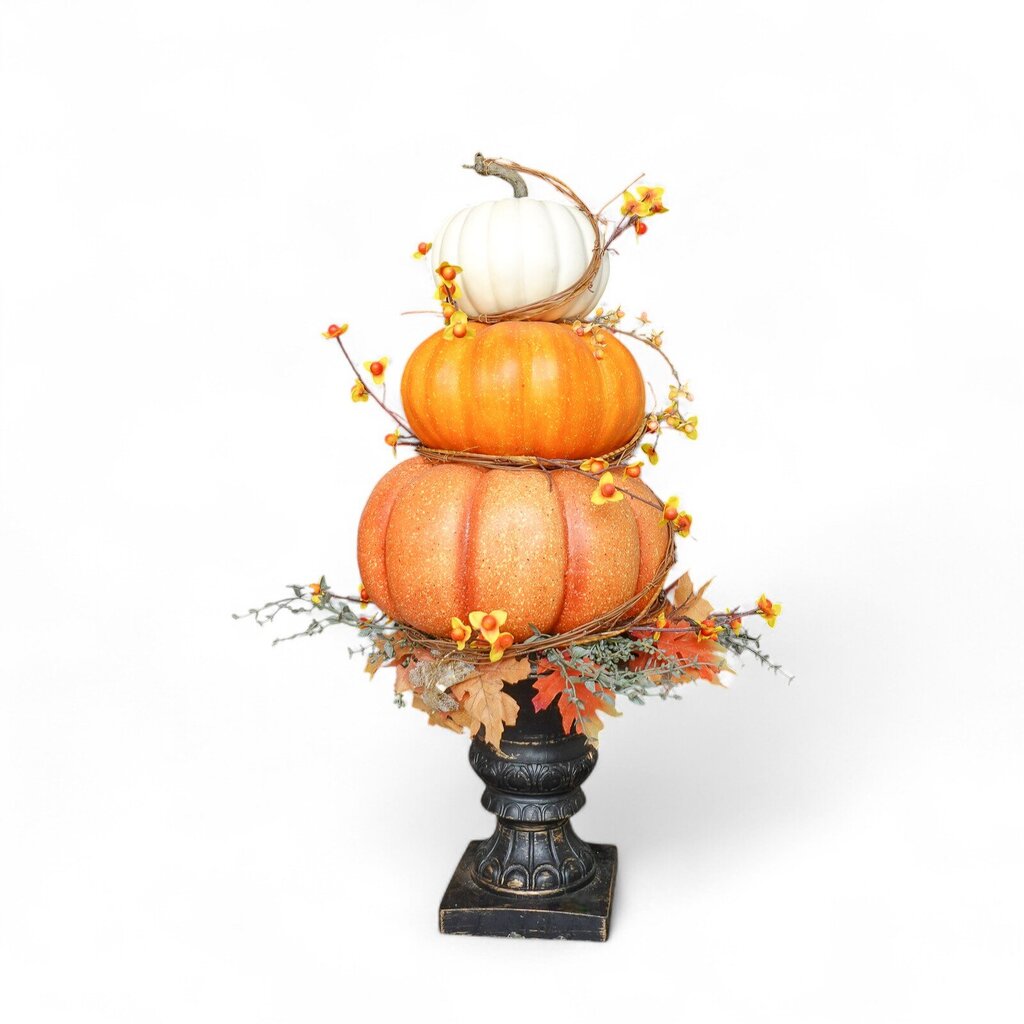 Stacked Pumpkin Topiary in Urn