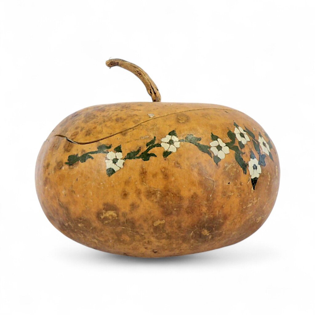Floral Painted Gourd Box with Fabric Liner