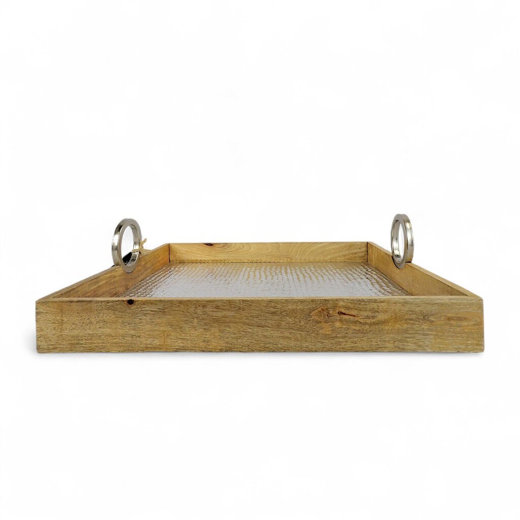 Metal & Wood Tray with Handles