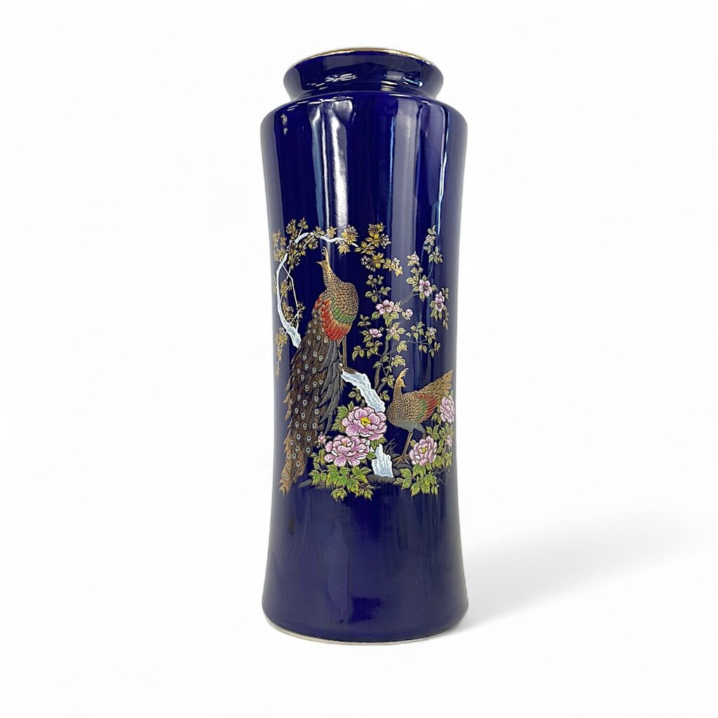 Porcelain Floral Peacock Vase