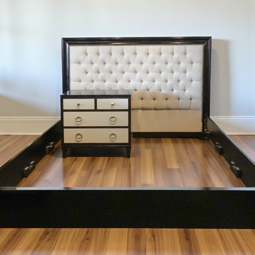 Orig Price $1500 - Rafael Oyster Bed with Tufted Headboard