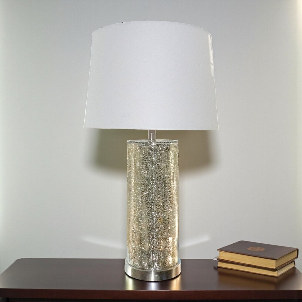 Crackle Glass Lamp with Drum Shade