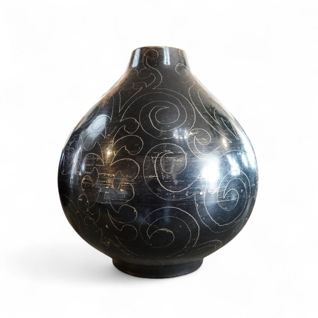 Etched Design Metal Vase