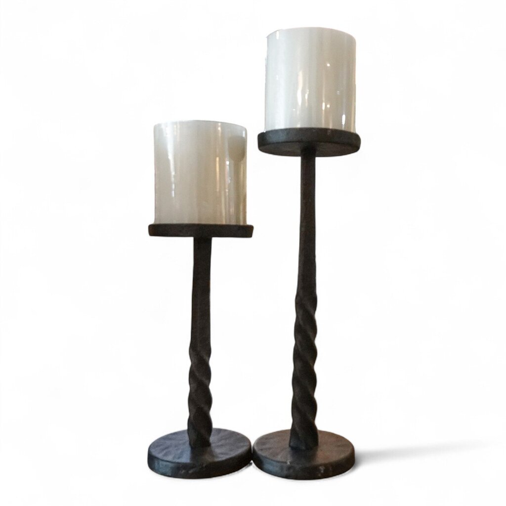 Pair of Iron Twist Candle Holder with Candle