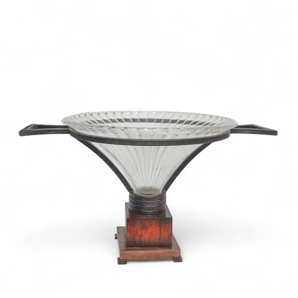 Iron Pedestal Glass Insert Bowl