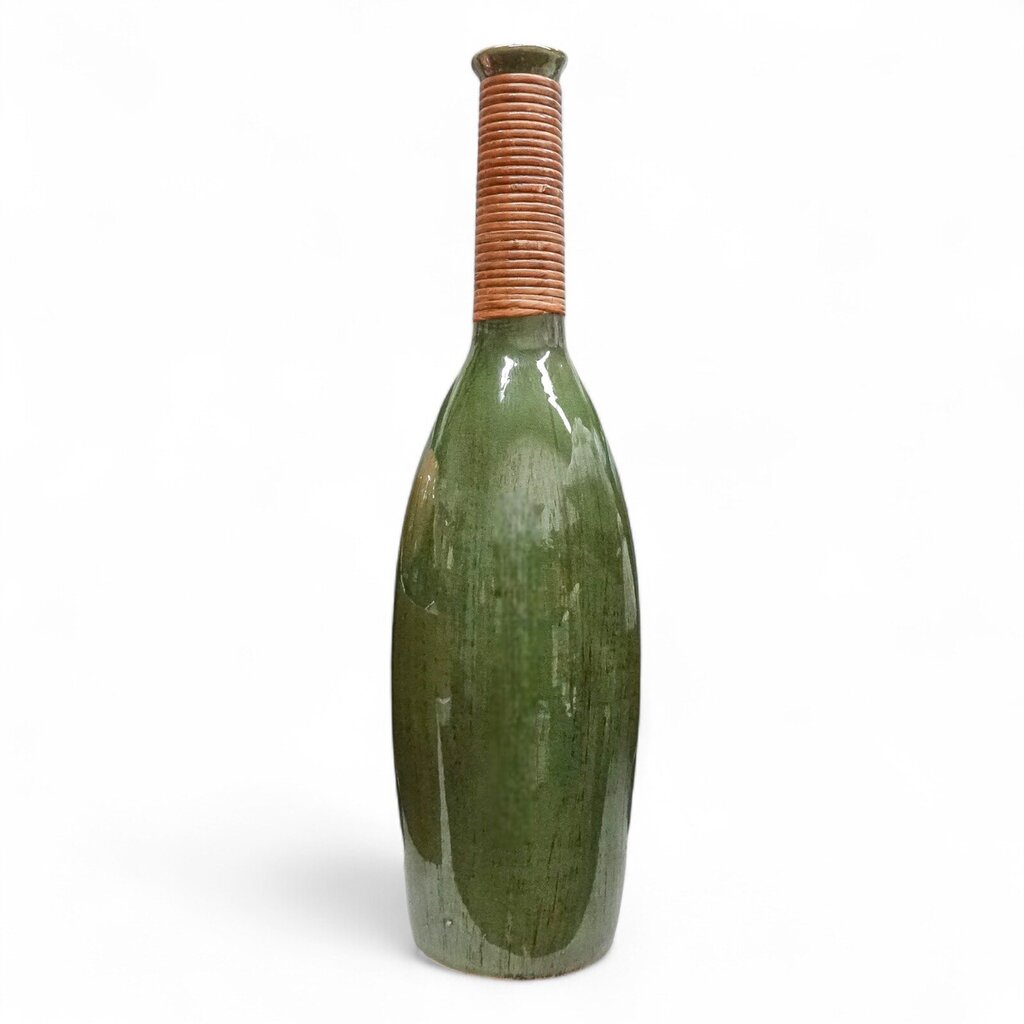 Tall Rattan Wrapped Edge Vase