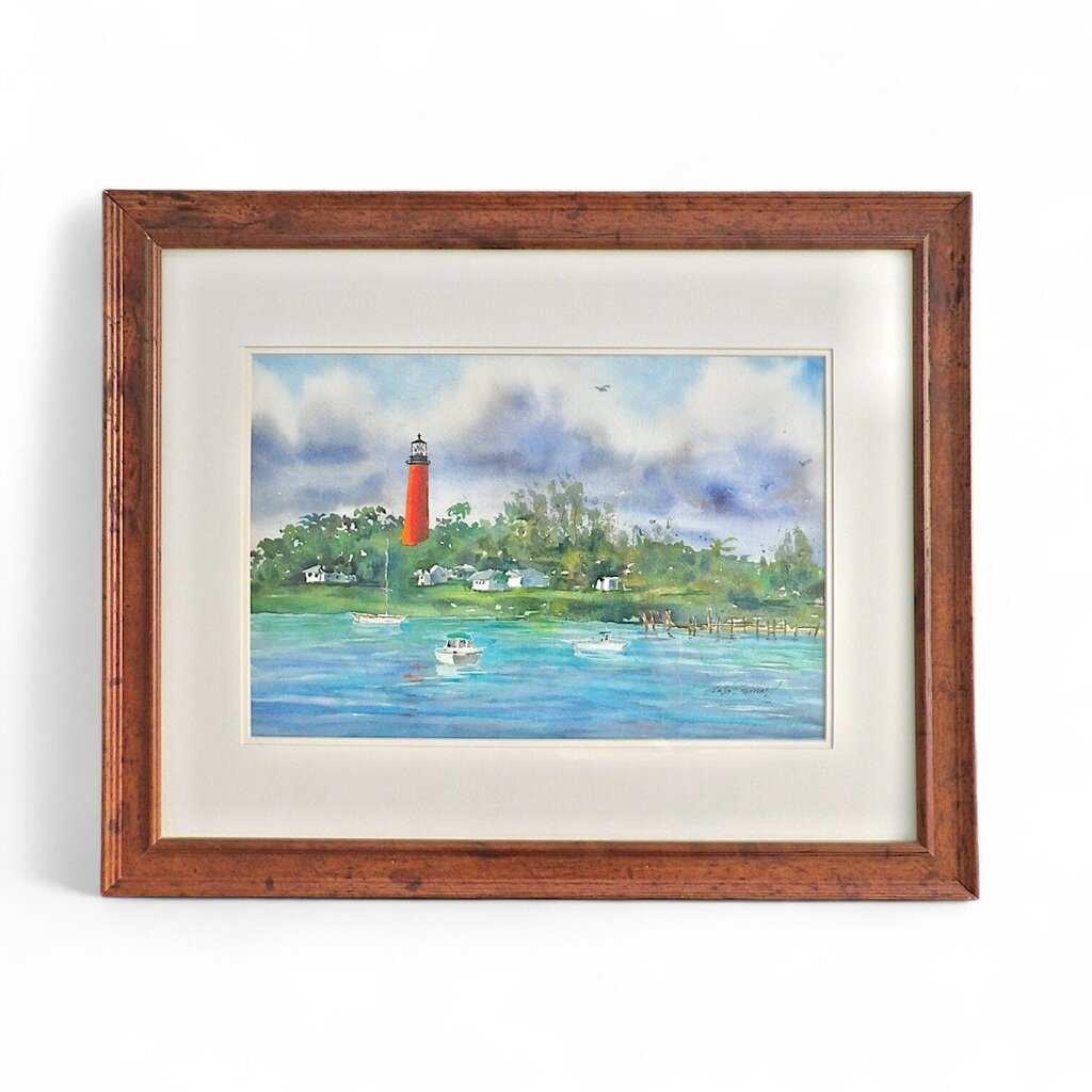 Lighthouse Watercolor in Frame