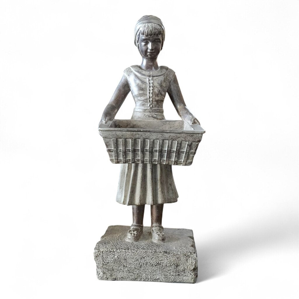 Harvest Girl with Basket Sculpture