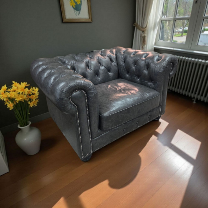 Leather Chesterfield Tufted Chair - Orig Price $4000