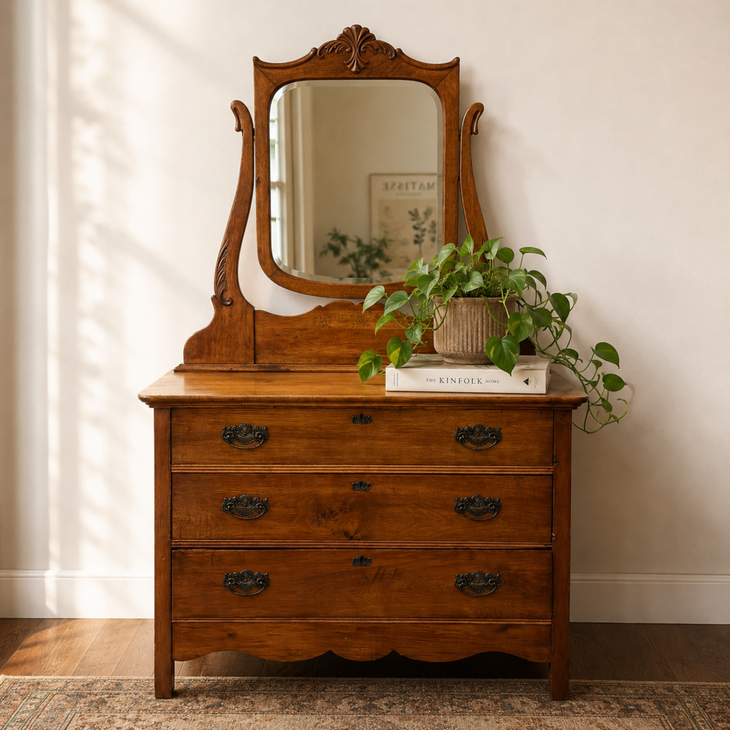 Antique Vanity w/ Swing Mirror