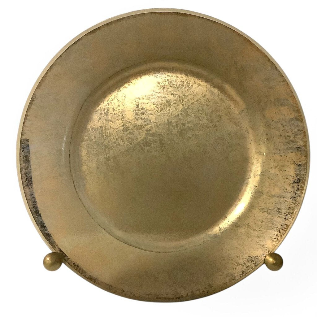 Round Mercury Glass Decorative Plate w/Stand