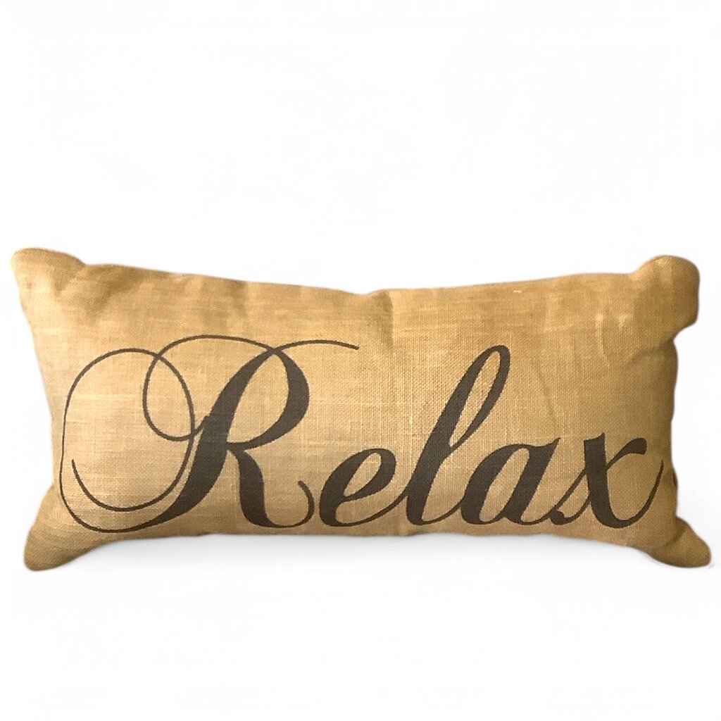 "Relax" Burlap Pillow