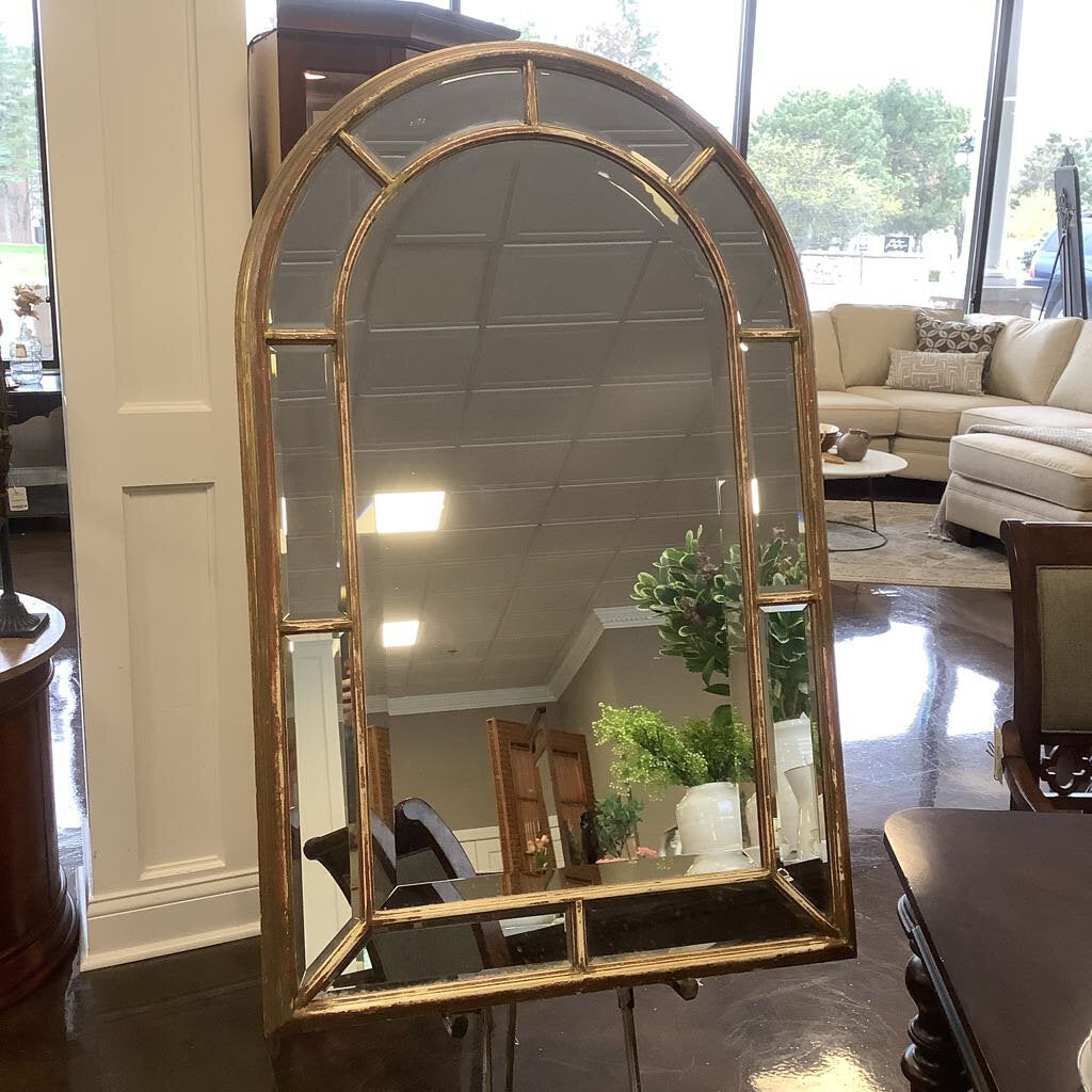 Distressed Windowpane Arched Mirror
