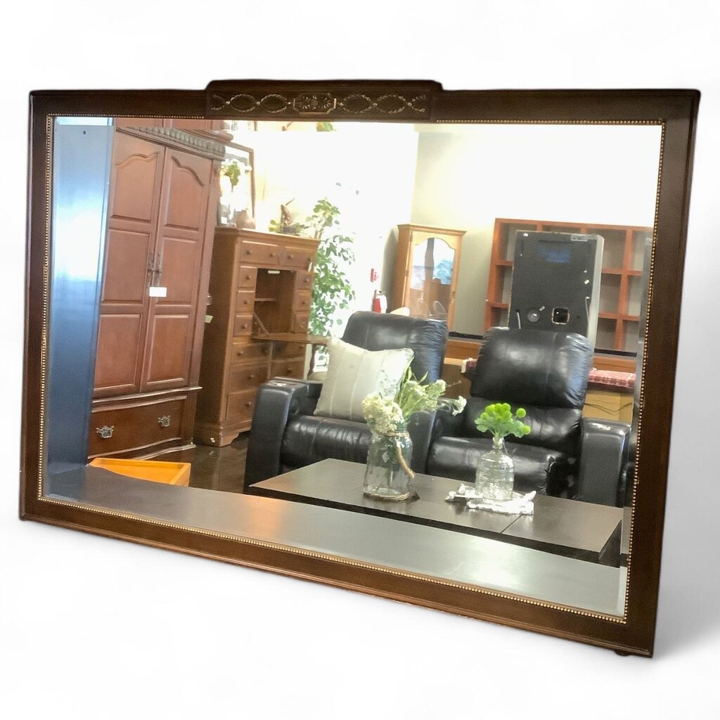 Large Heavy Wood Framed Mirror