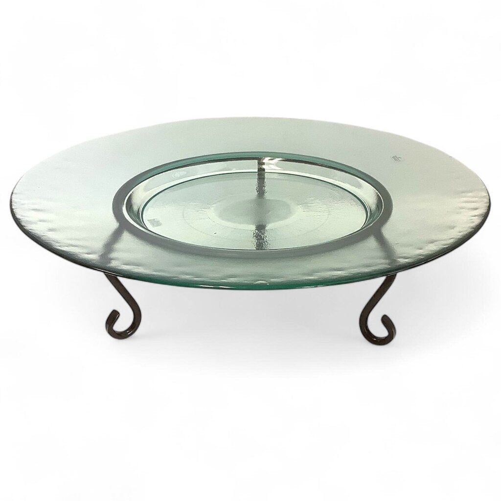 Large Glass Centerpiece Platter on Stand