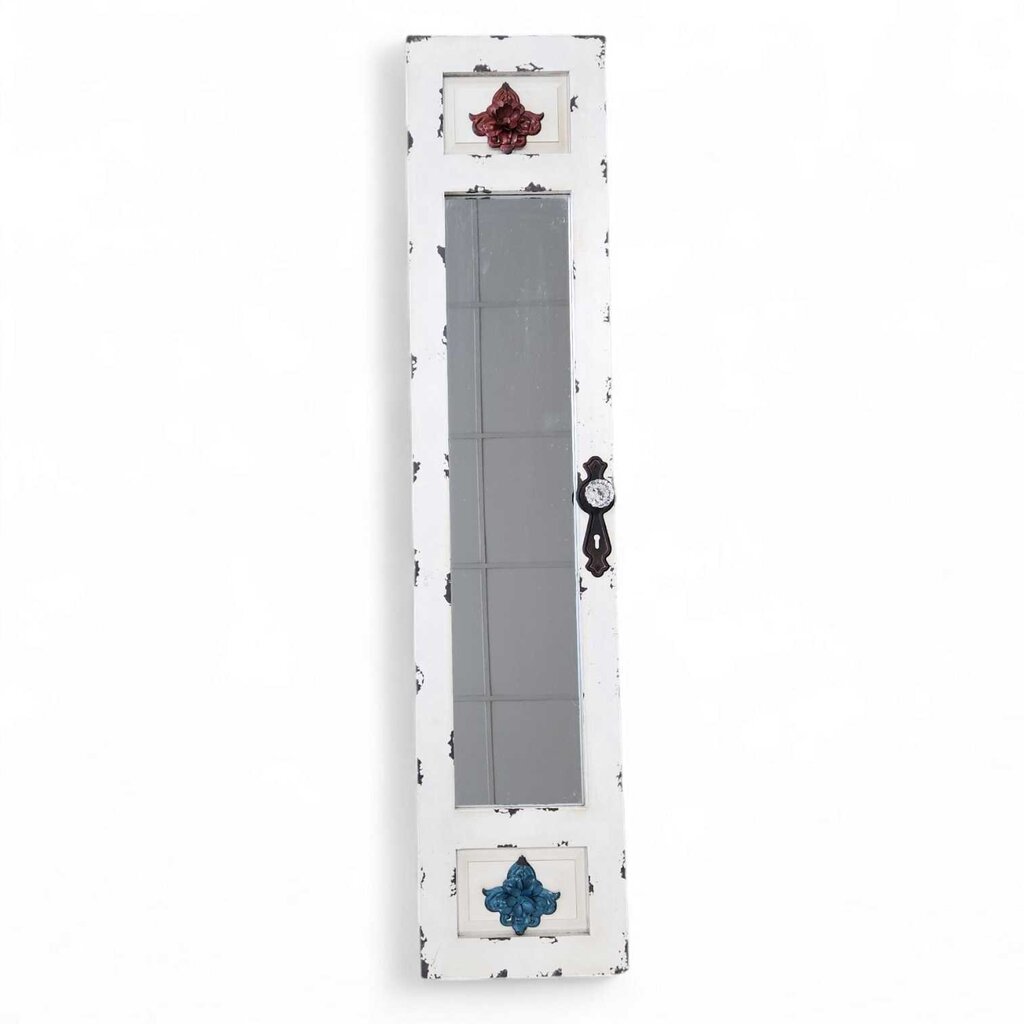 Orig. Price $80 - Distressed Door Mirror with Flower Accents
