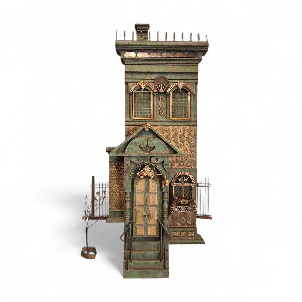 Vintage MCM Curtis Jere Metal Victorian House Wall Sculpture