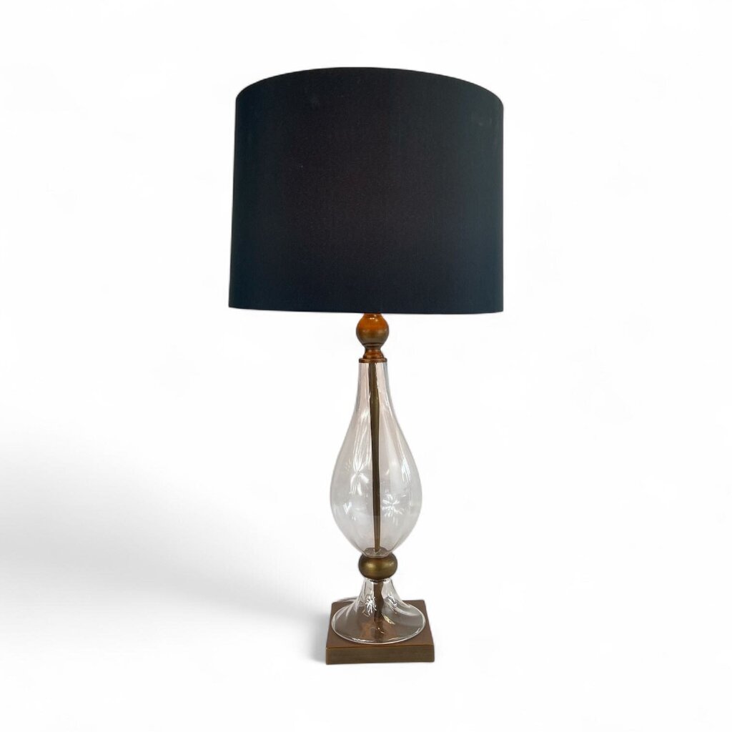 Glass Table Lamp with Black Shade