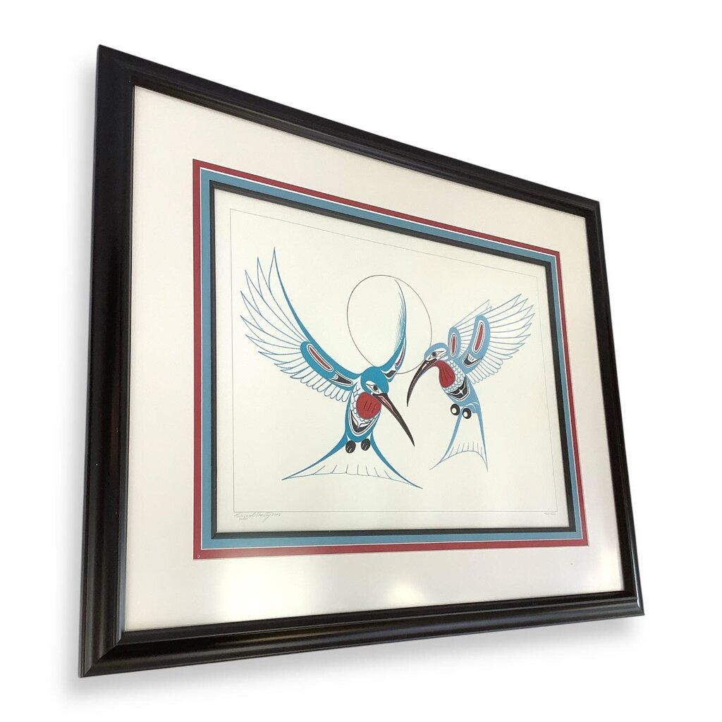 Hummingbirds Lithograph in Frame