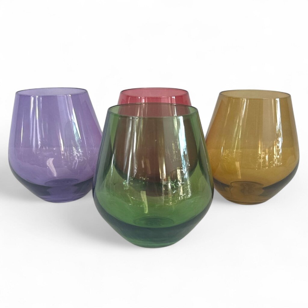 Orig. Price $75 - Set of 4 Tuscany Harvest Stemless Wine Glasses