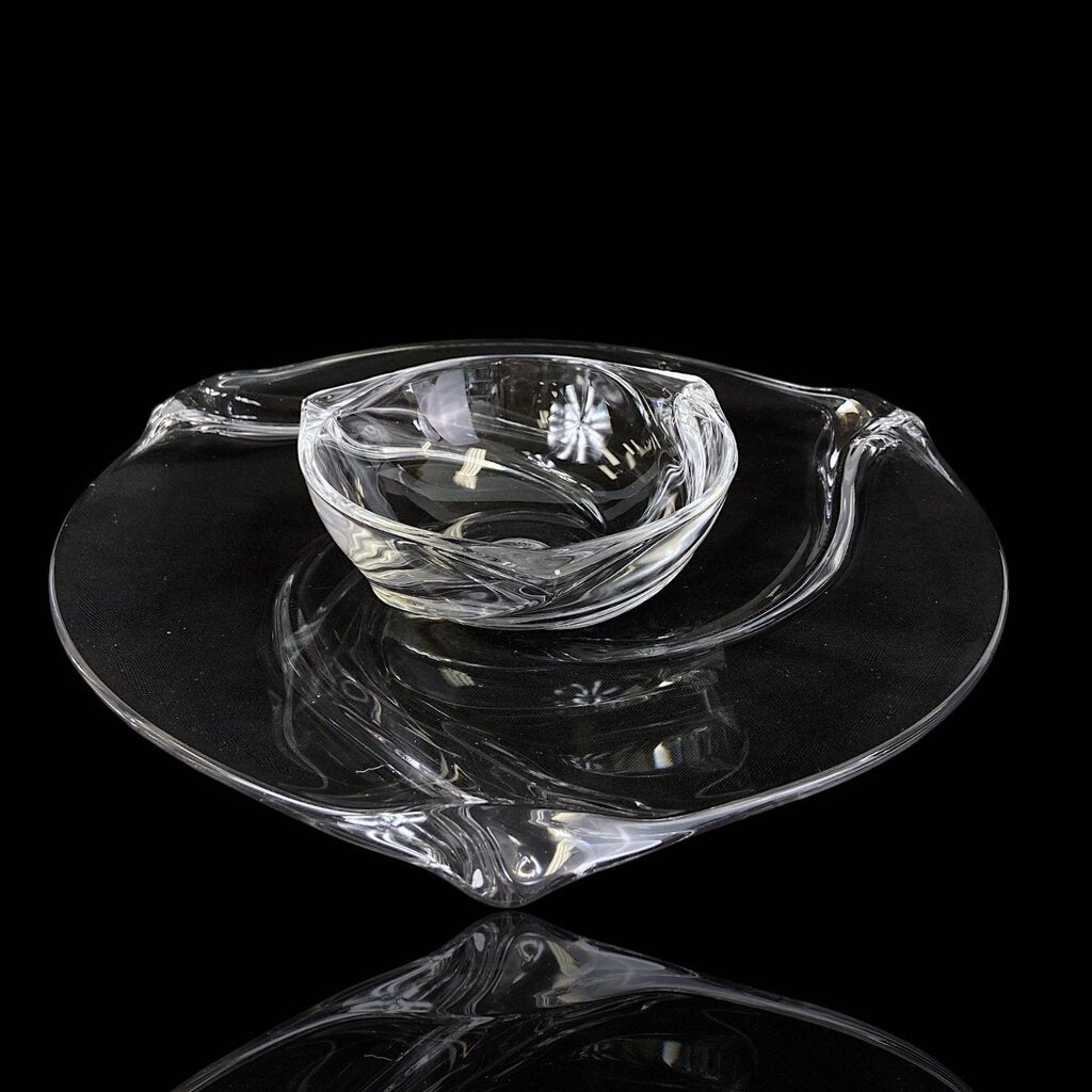Crystal Platter with Dip Bowl