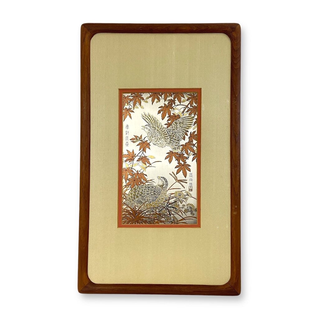 "The Quail of The Golden Maple" Mixed Metal Art