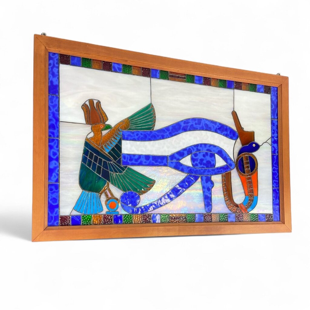 Egyptian Stained Glass Art in Frame