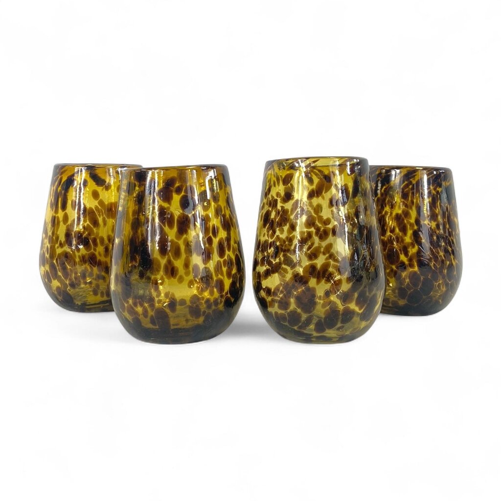 4 Recycled Glass Stemless Wine Glasses