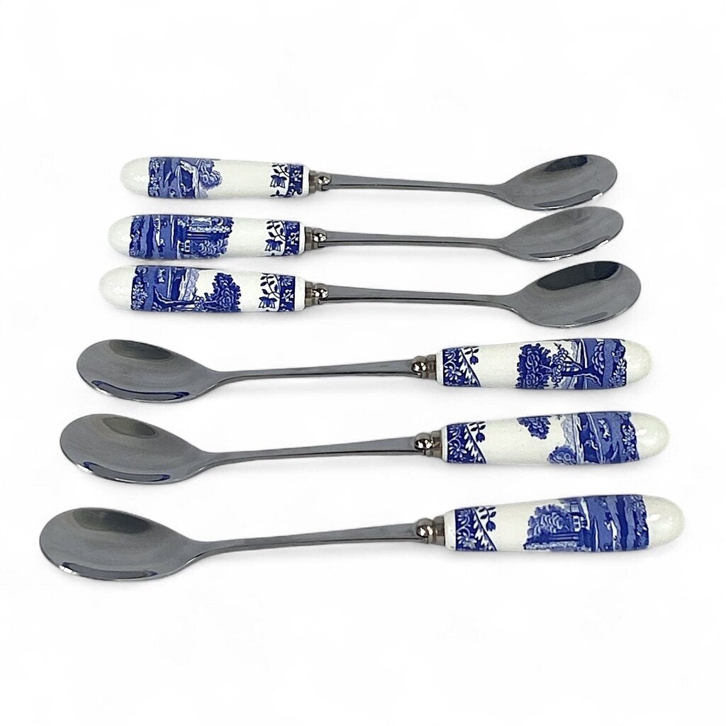 Set of 6 Blue Italian Teaspoons
