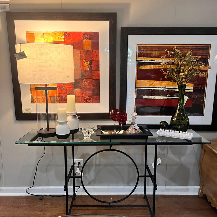 Orig Price $400 - Glass & Metal Sofa table