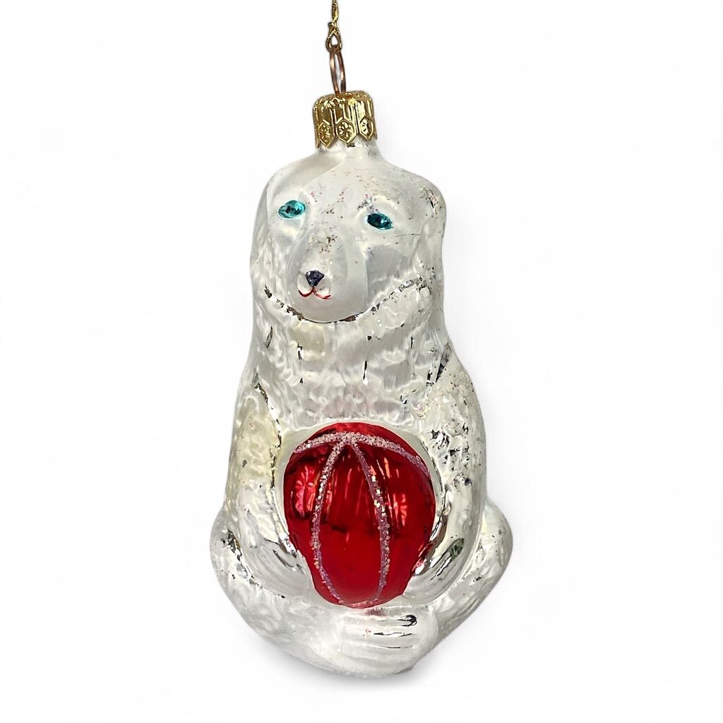 Ice Bear with Red Ball Ornament - Box Available