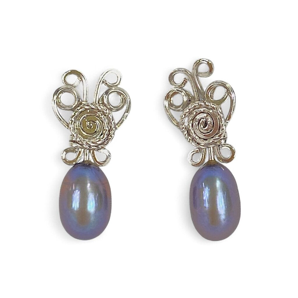 Black Pearl Drop Dangle Earrings