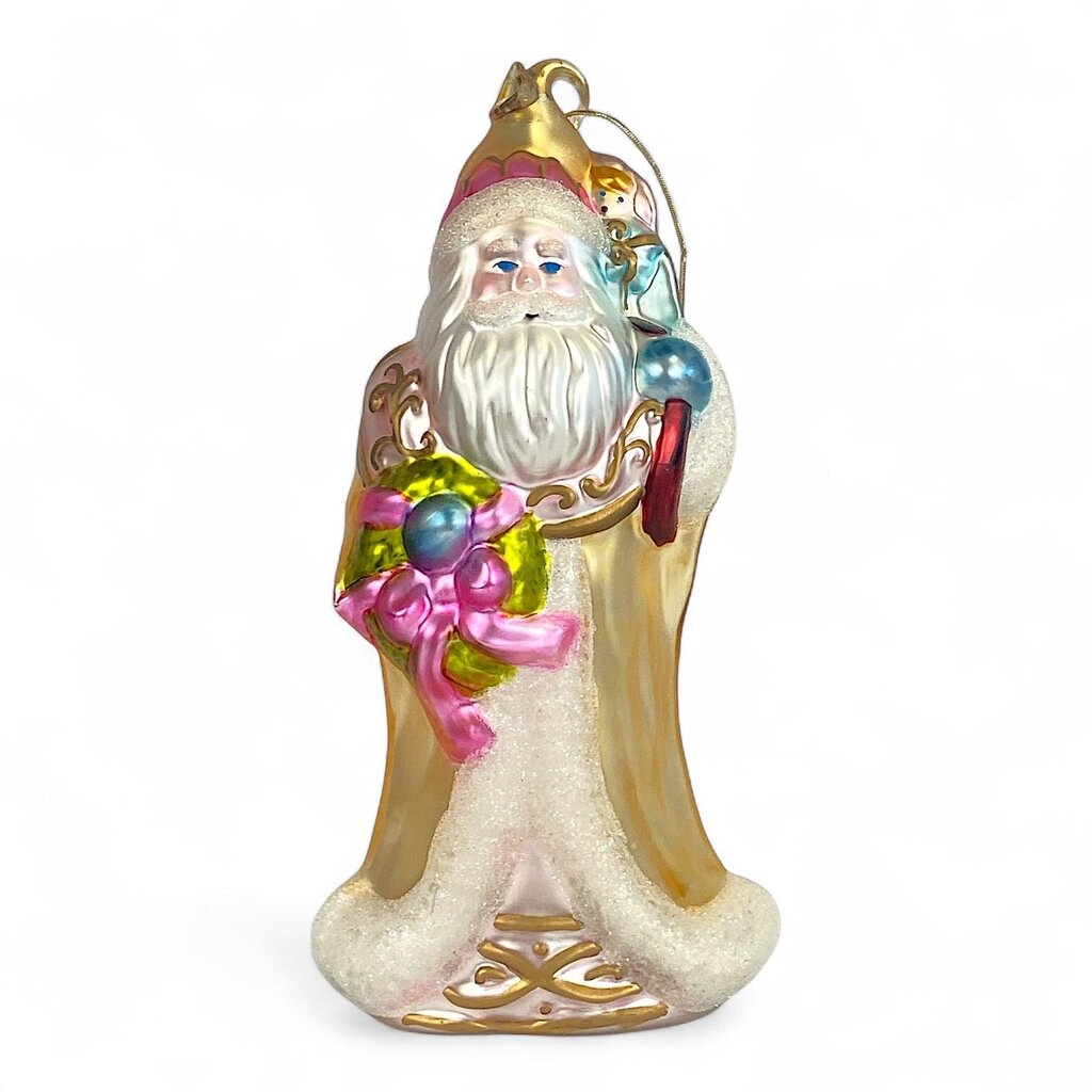 Mercury Glass Old World Santa Ornament