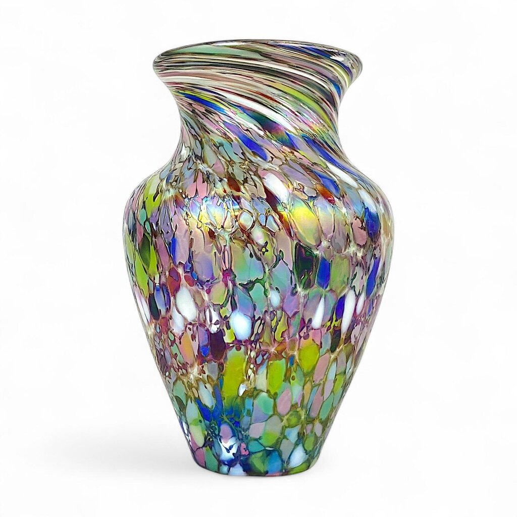 Colorful Blown Glass Urn Vase