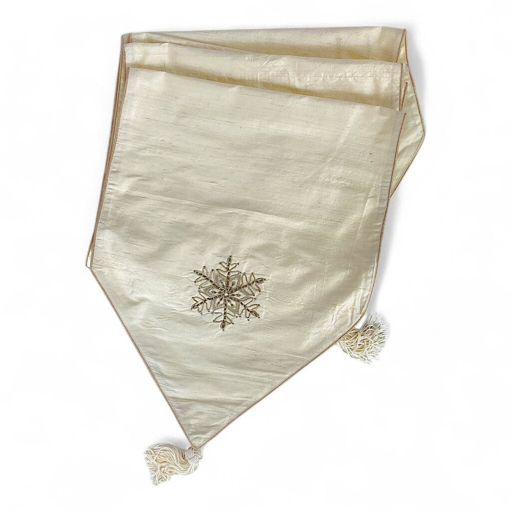 Embroidered Snowflake Table Runner